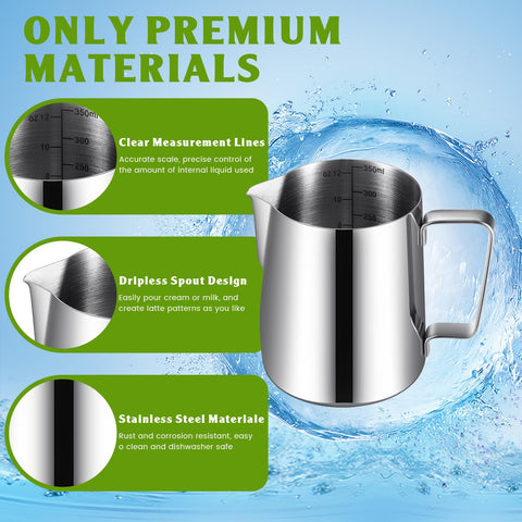 Dandat curved pour spout milk cup for latte art control