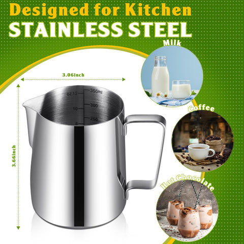 Dandat espresso steaming pitcher in stainless for durable daily use