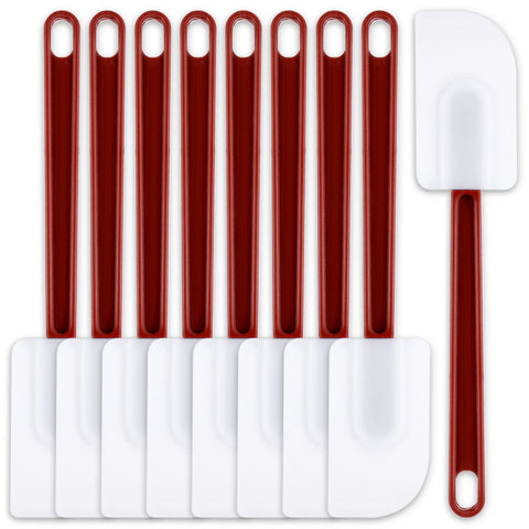 Dandat silicone spatula with deep red head, 10-inch, heat resistant for high-heat cooking.
