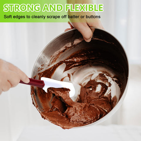 Dandat 10-inch non-stick silicone spatula showing flexible head for even cooking.