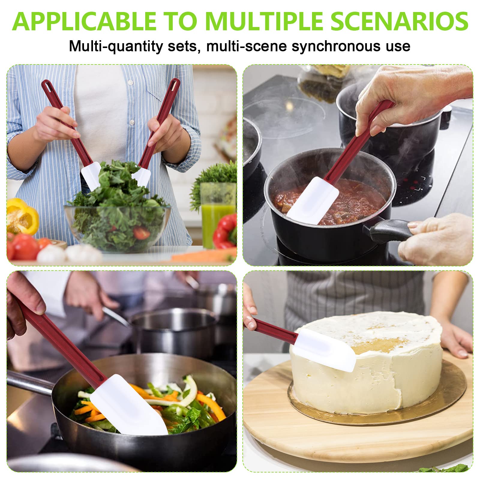Dandat 9-pack silicone spatula set, versatile kitchen tools for home or professional use.