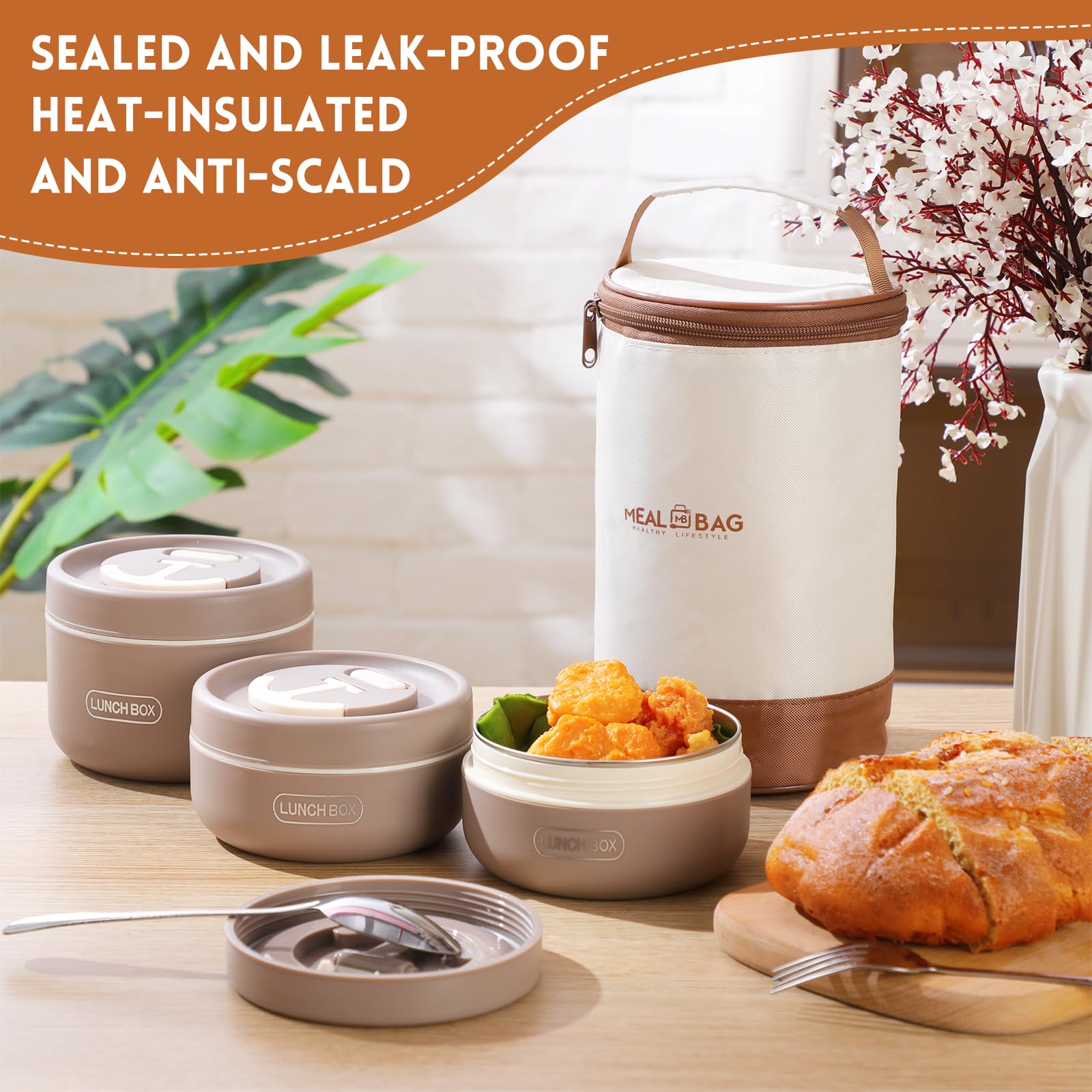 Dandat stainless steel fork paired with bento boxes for meals.