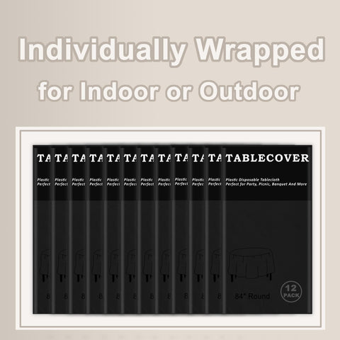 D&Z 84-inch round black tablecloth folded-ready for transport