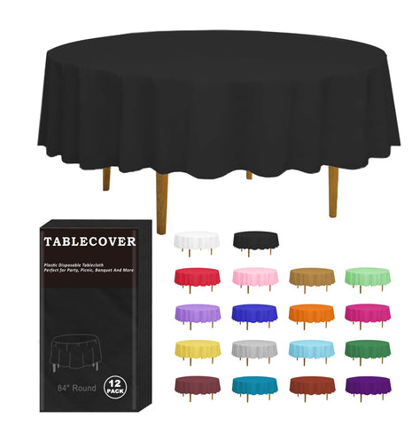 D&Z 84-inch round black tablecloth pack for quick party setup and cleanup