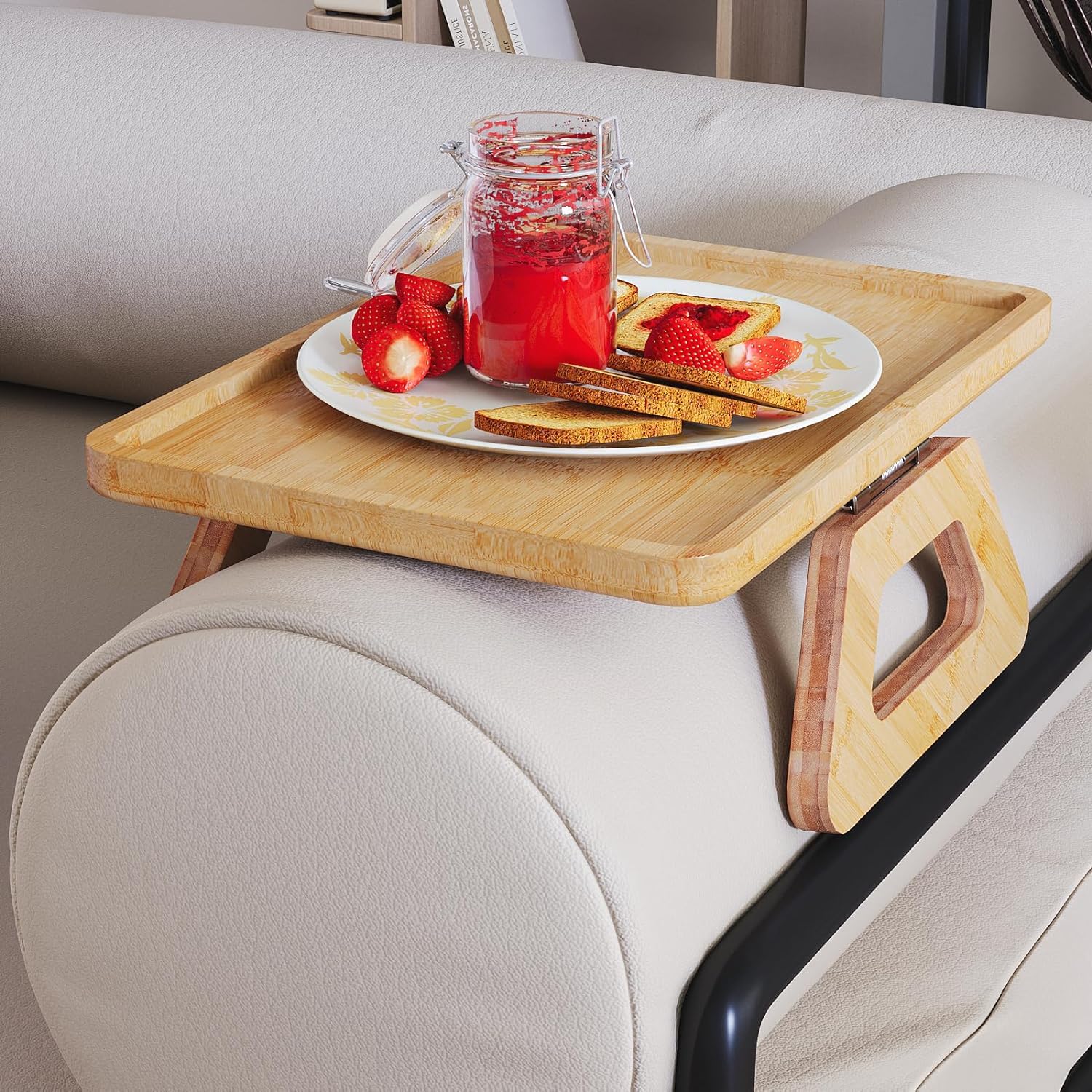 Danfoxer arm tray sturdy build keeps items within reach.