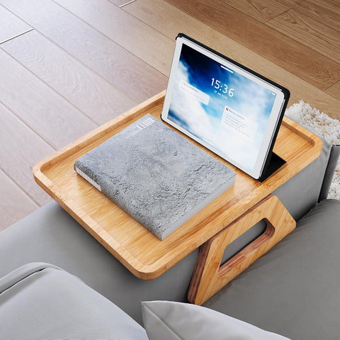 Danfoxer bamboo folding sofa tray showcases natural bamboo and lightweight convenience.