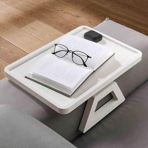 Danfoxer bamboo sofa tray with natural wood grain enhances space and style.