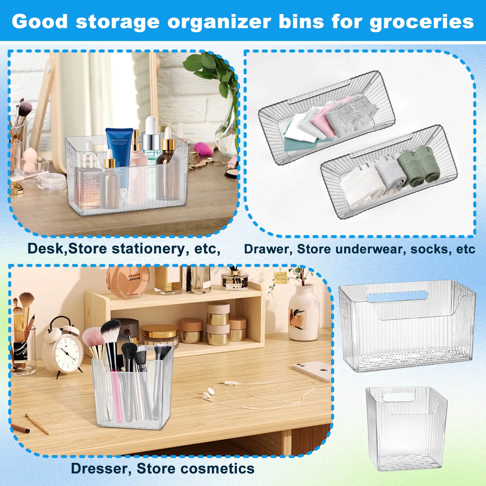 DANHMAO storage bins suited for bathroom, kitchen, and pantry organization.