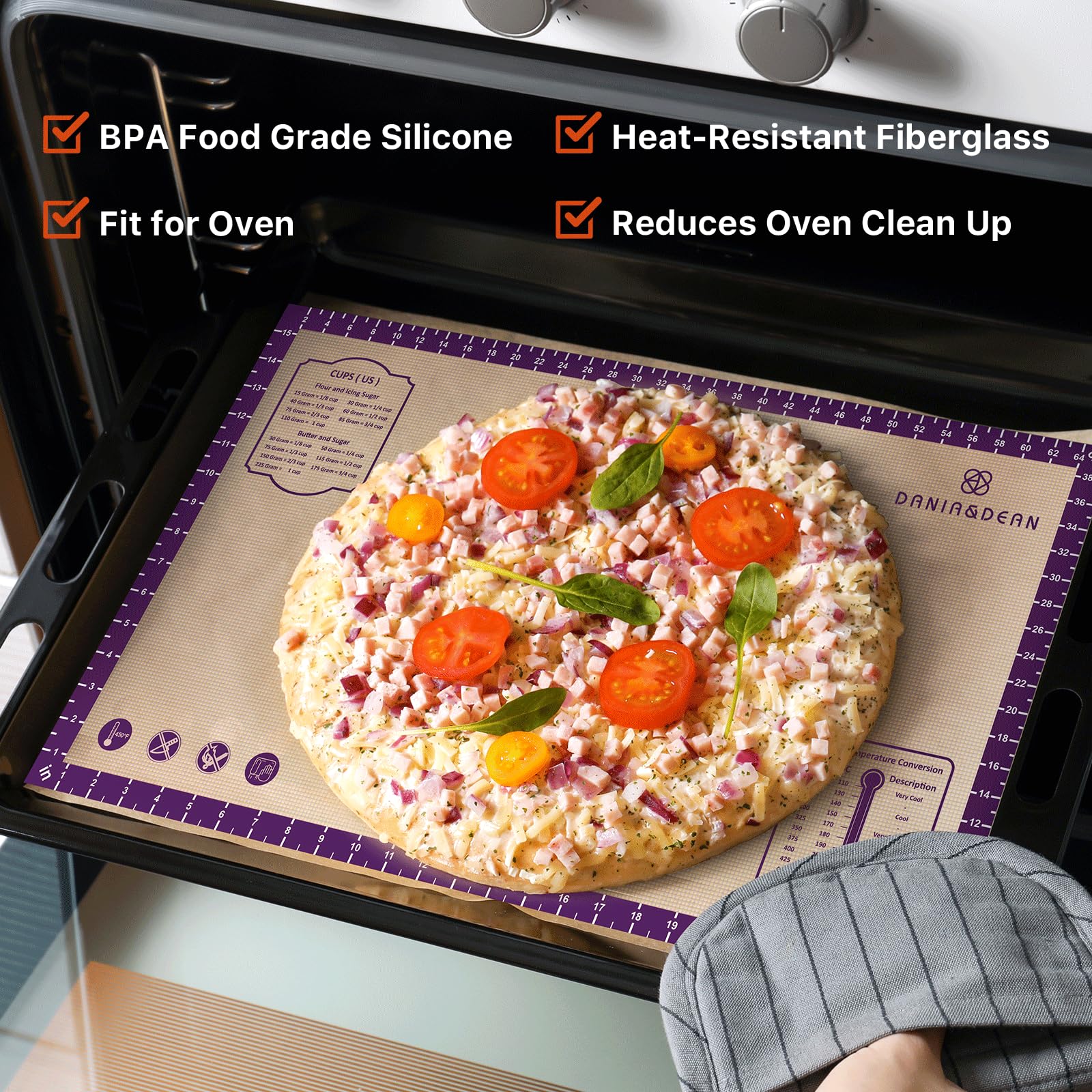 DANIA & DEAN silicone mat shows extra thick 0.7mm build for stable dough work
