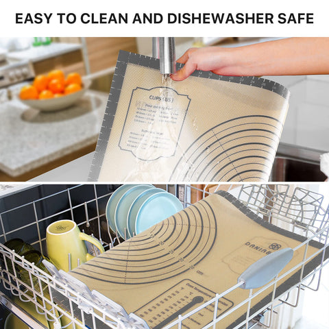 DANIA and DEAN baking mat withstands high heat for oven, microwave, and freezer use.
