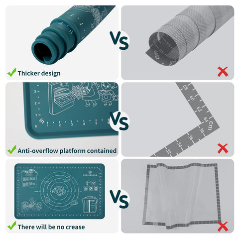 DANIA & DEAN silicone mat supports -45°F to 450°F for oven and freezer use.
