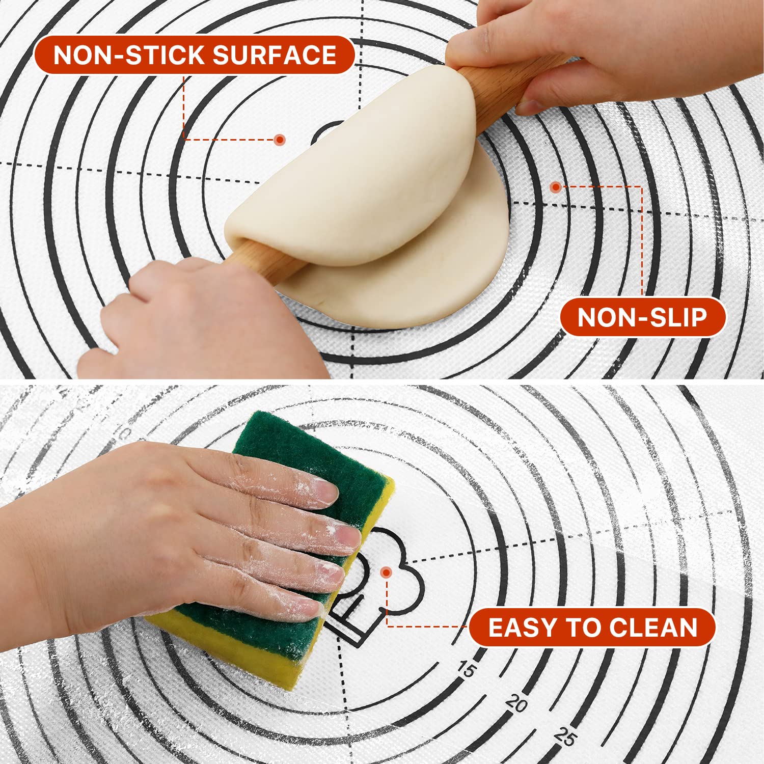 Dania & Dean pastry mat used for cookies with even spreading and minimal sticking