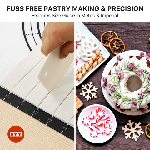 Dania & Dean pastry mat stored flat or rolled for convenient storage