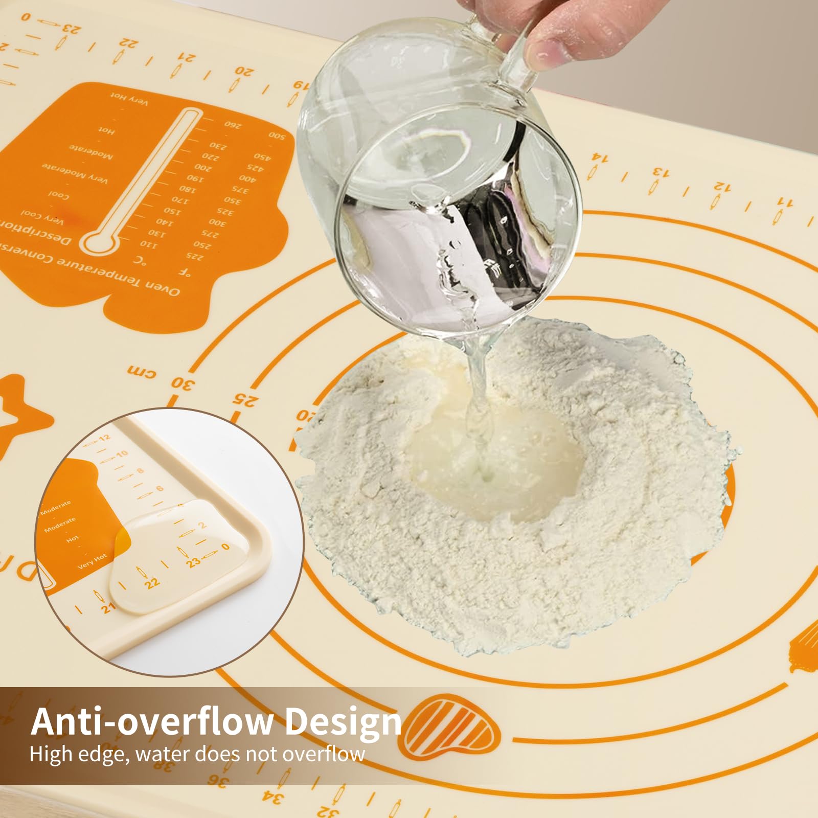 DANIA & DEAN silicone baking mat 1-1mm thickness for precise dough control.