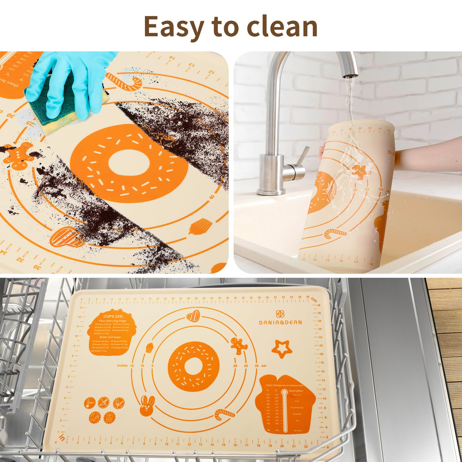 DANIA & DEAN silicone baking mat high heat resistance for oven and freezer use.