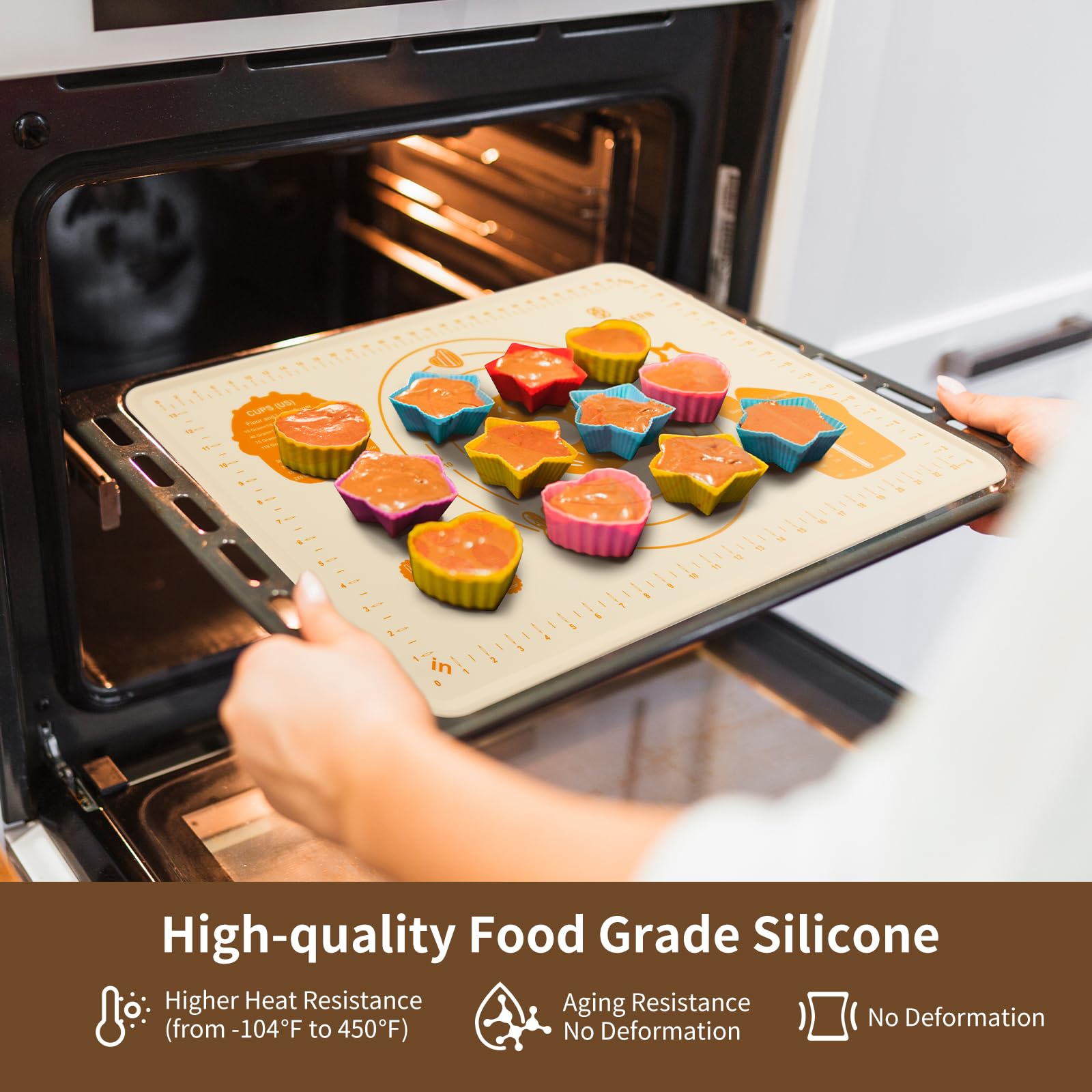 DANIA & DEAN silicone baking mat clear measurements for quick sizing.