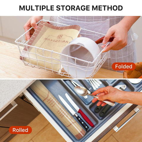 Dania and Dean reusable mat simplifies cleanup after baking sessions.