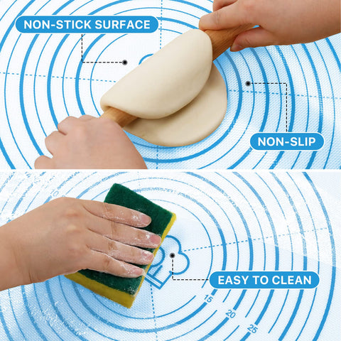 DANIA & DEAN silicone pastry mat used for rolling dough smoothly and evenly.