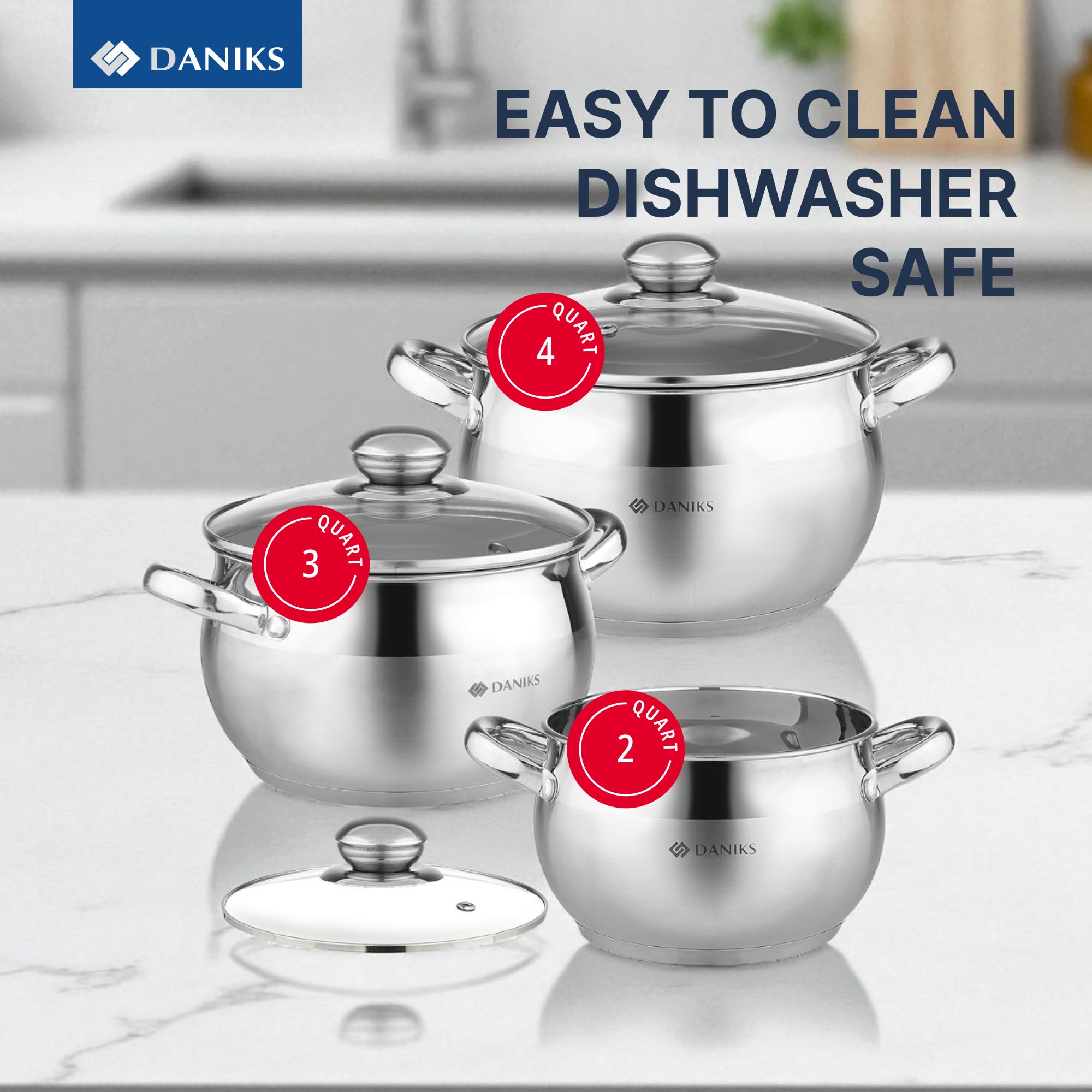 Daniks Classic 3-qt pot with lid ready for soups and stews.
