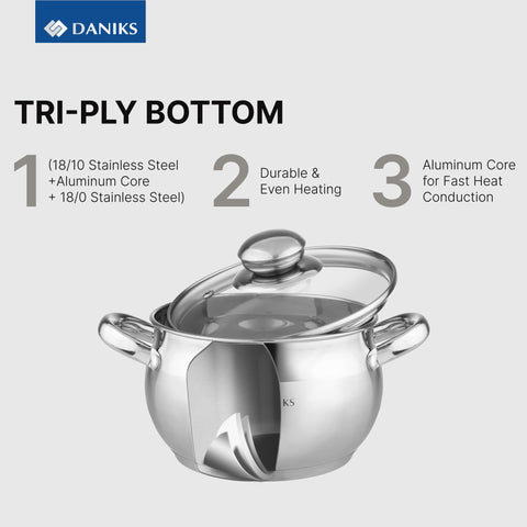 Daniks Classic tri-ply base closeup emphasizes even heat distribution.
