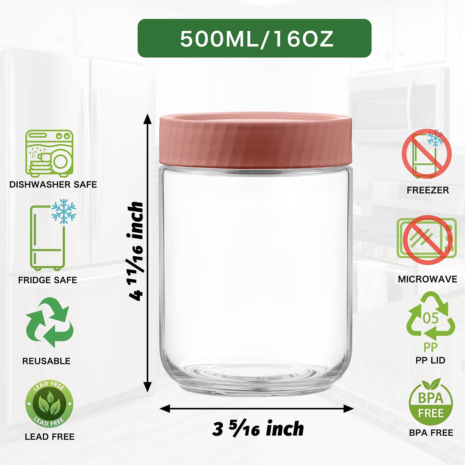 Danmu jars with six color BPA-free lids for organized fridge storage.