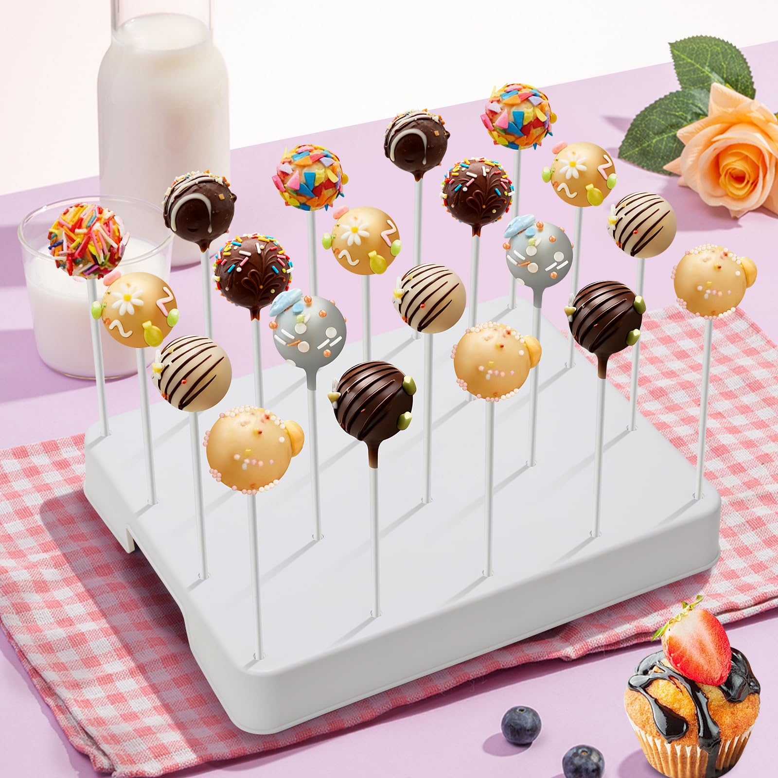 Daofvor cake pop stand showing wide hole spacing for separate pops.