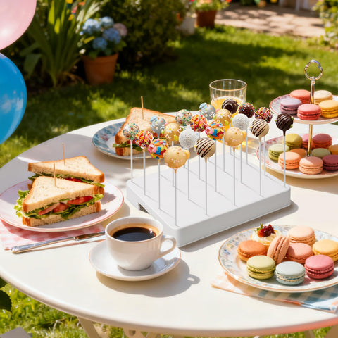 Daofvor dessert table display with cake pops ready for events.