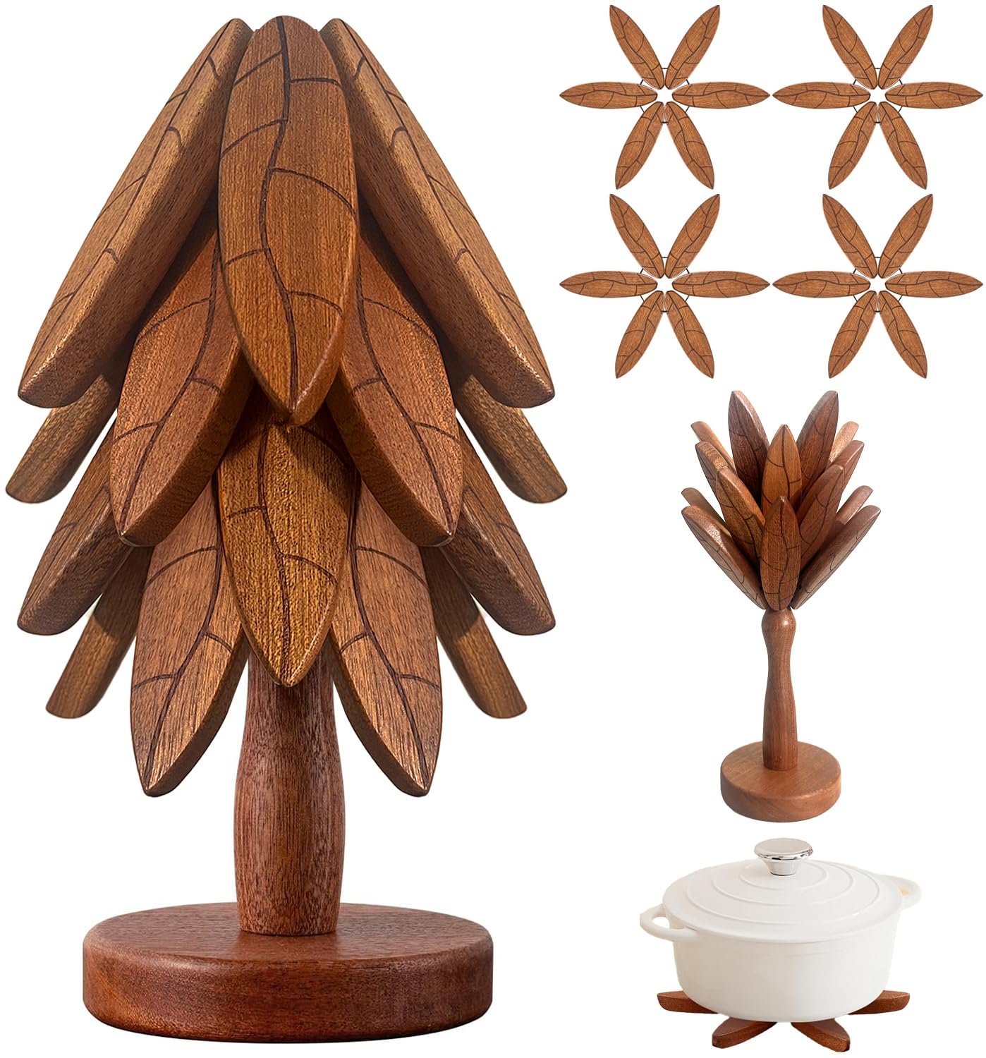 DAOLEMIJI Tree Coaster on a kitchen counter protects surfaces from heat with natural style.