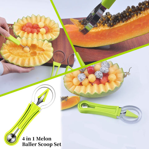 Daoeny double-headed carving knife scoop for precise fruit carving.