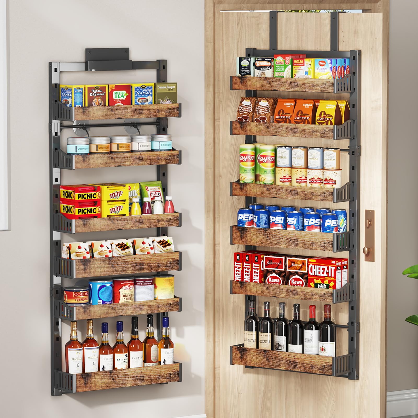 DAOTENGQL 6-tier over-the-door organizer front view for tidy pantry storage.