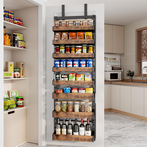 Adjustable basket heights for tall bottles and jars.