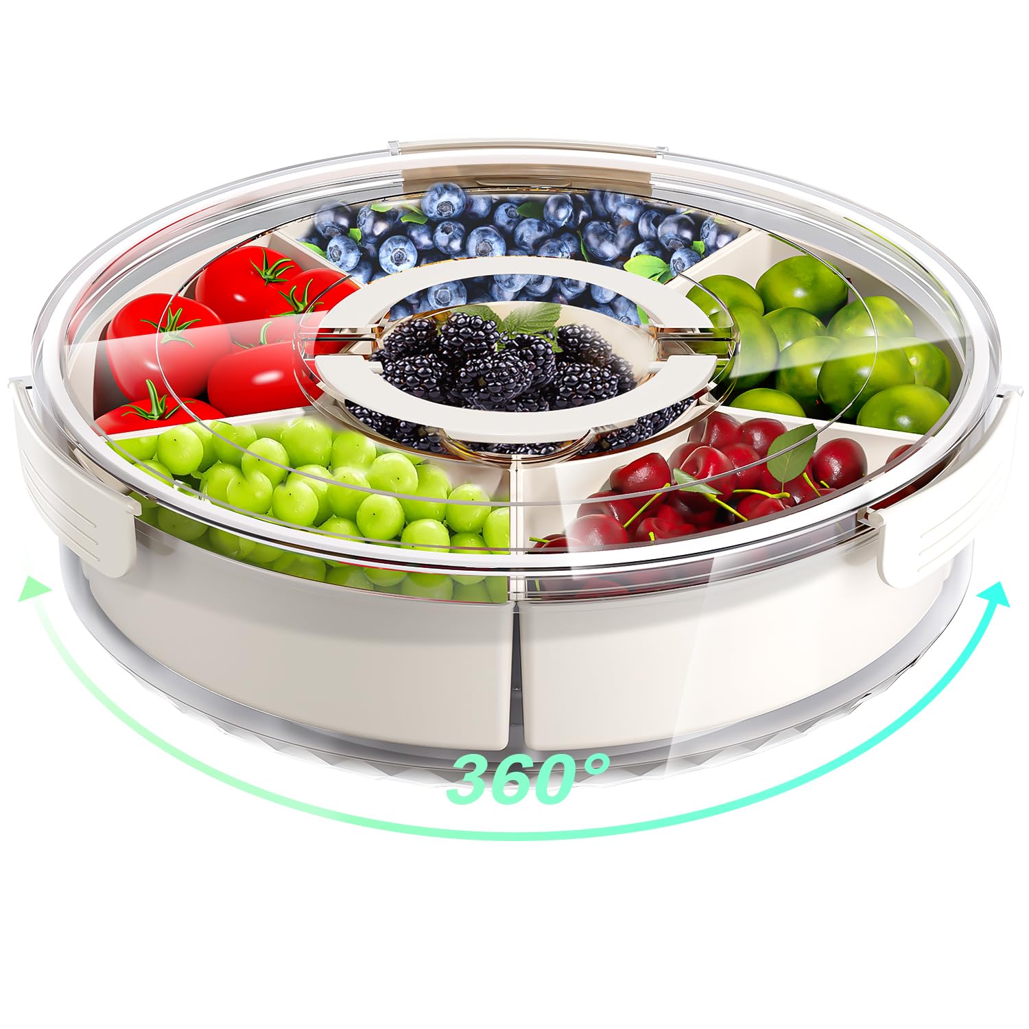 DAOTENGQL divided serving tray with lid keeps snacks organized on the go.