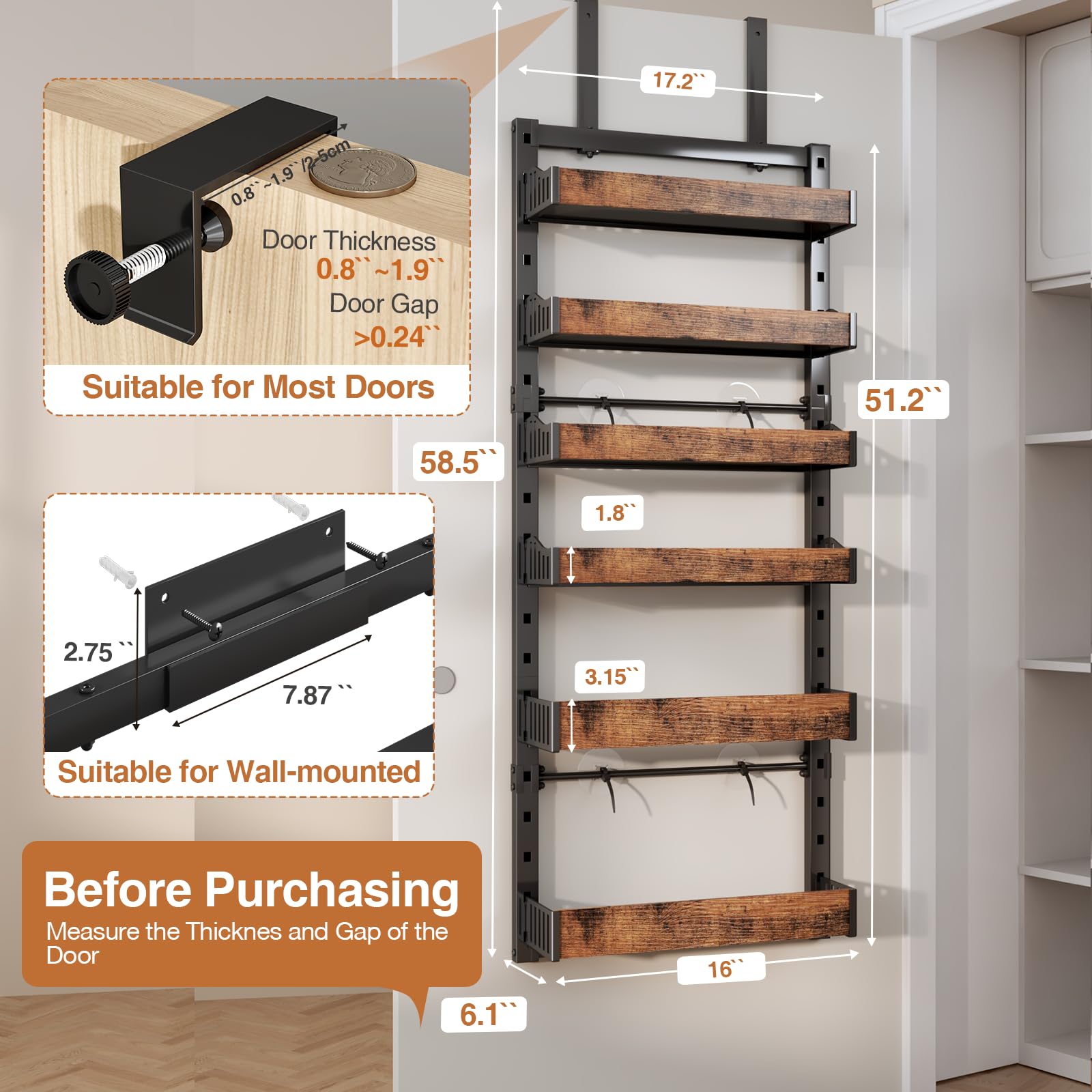 DAOTENGQL wall-or-door mount design demonstrates flexible setup for compact spaces.