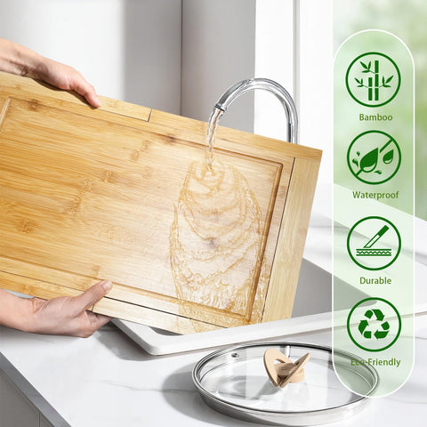DAOYOUSKY sink cover extends counter space when not chopping.