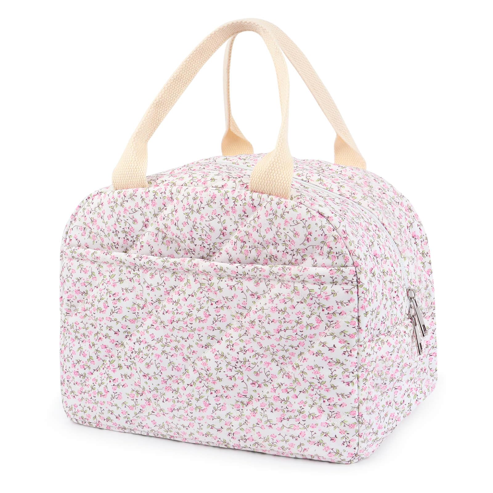 Dark Swan floral-pattern lunch bag in pink, stylish and portable for on-the-go meals