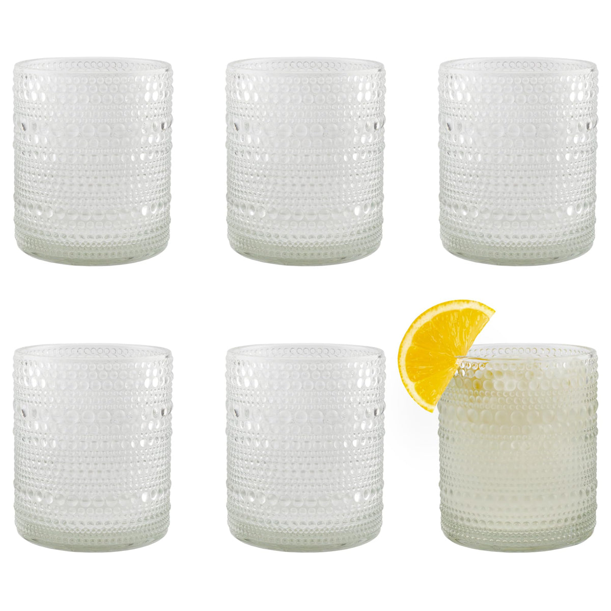 Darware Hobnail Drinking Glasses 6-pack clear, ideal for cocktails and everyday beverages