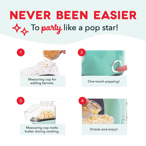DASH Fresh Pop popcorn maker non-slip feet keep it steady.