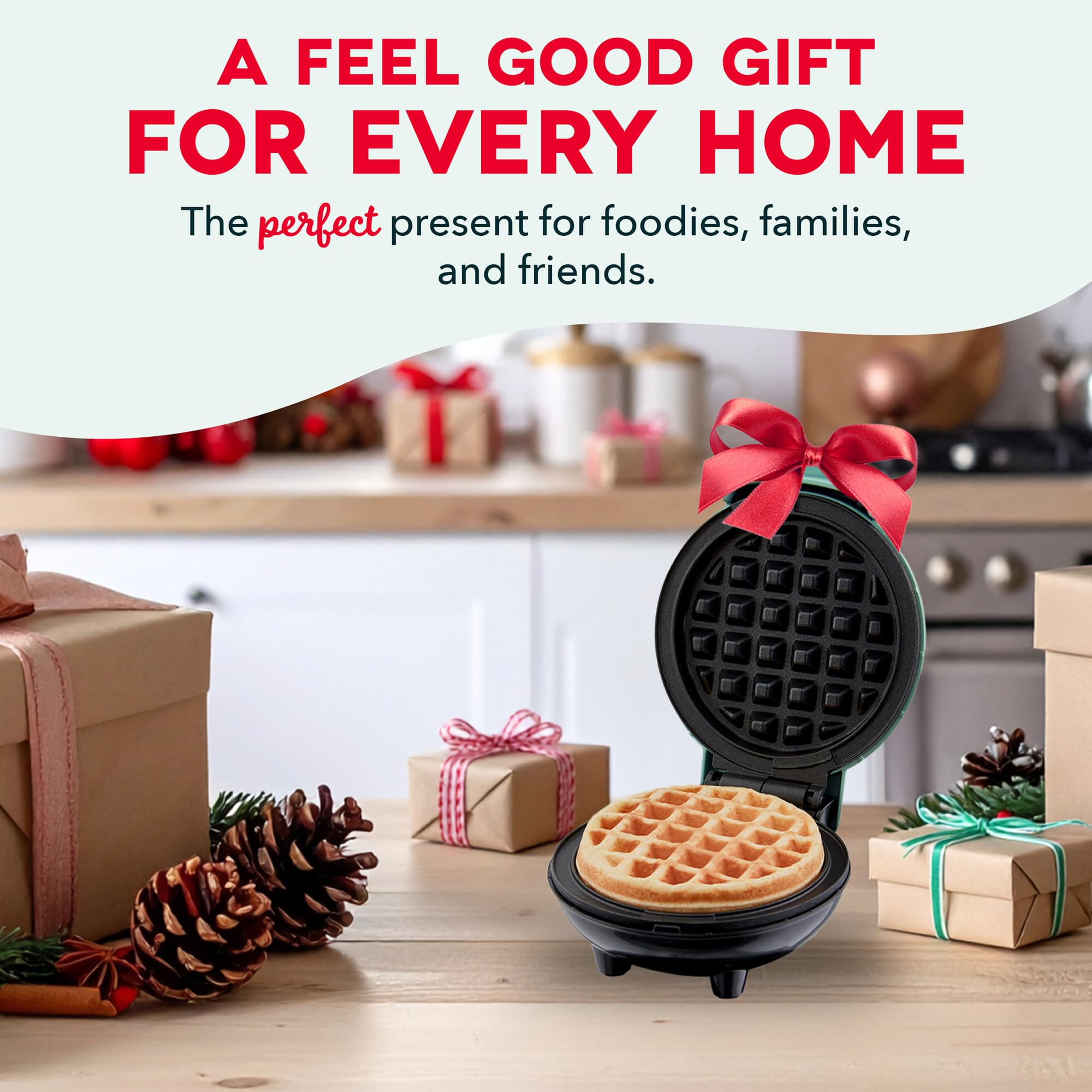 DASH Mini Waffle Maker creates single-serving waffles and hash browns.