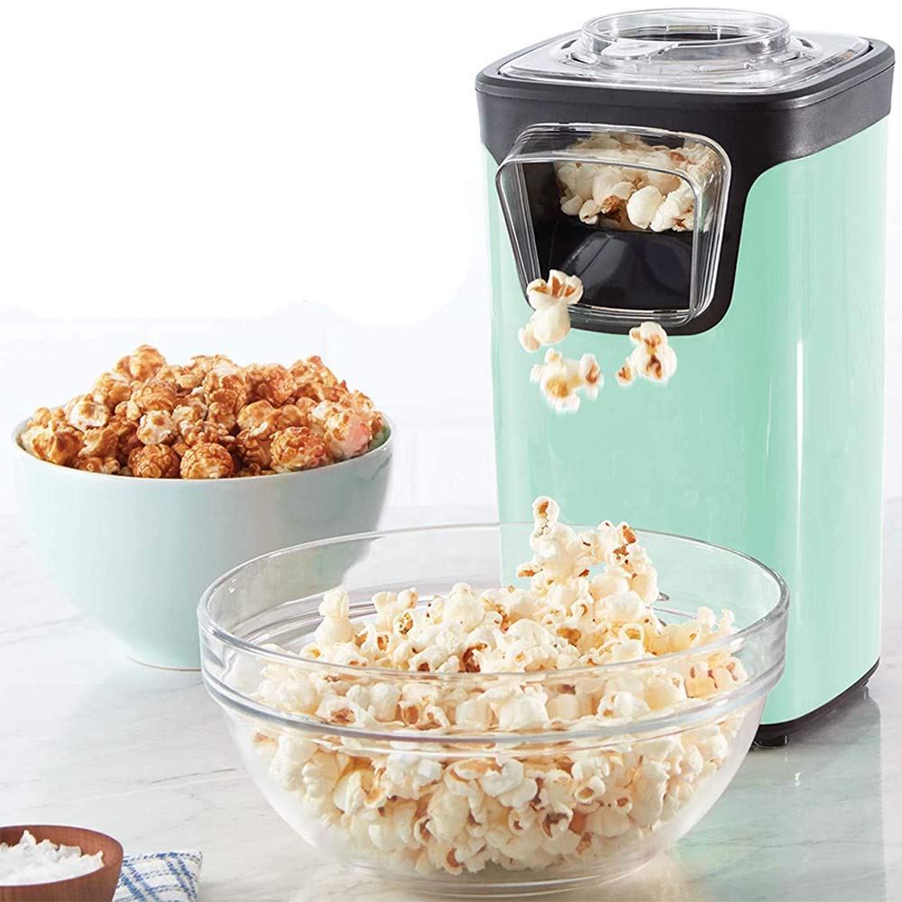 DASH Turbo Pop Popcorn Maker on-counter use enables quick, oil-free theater-style popcorn.