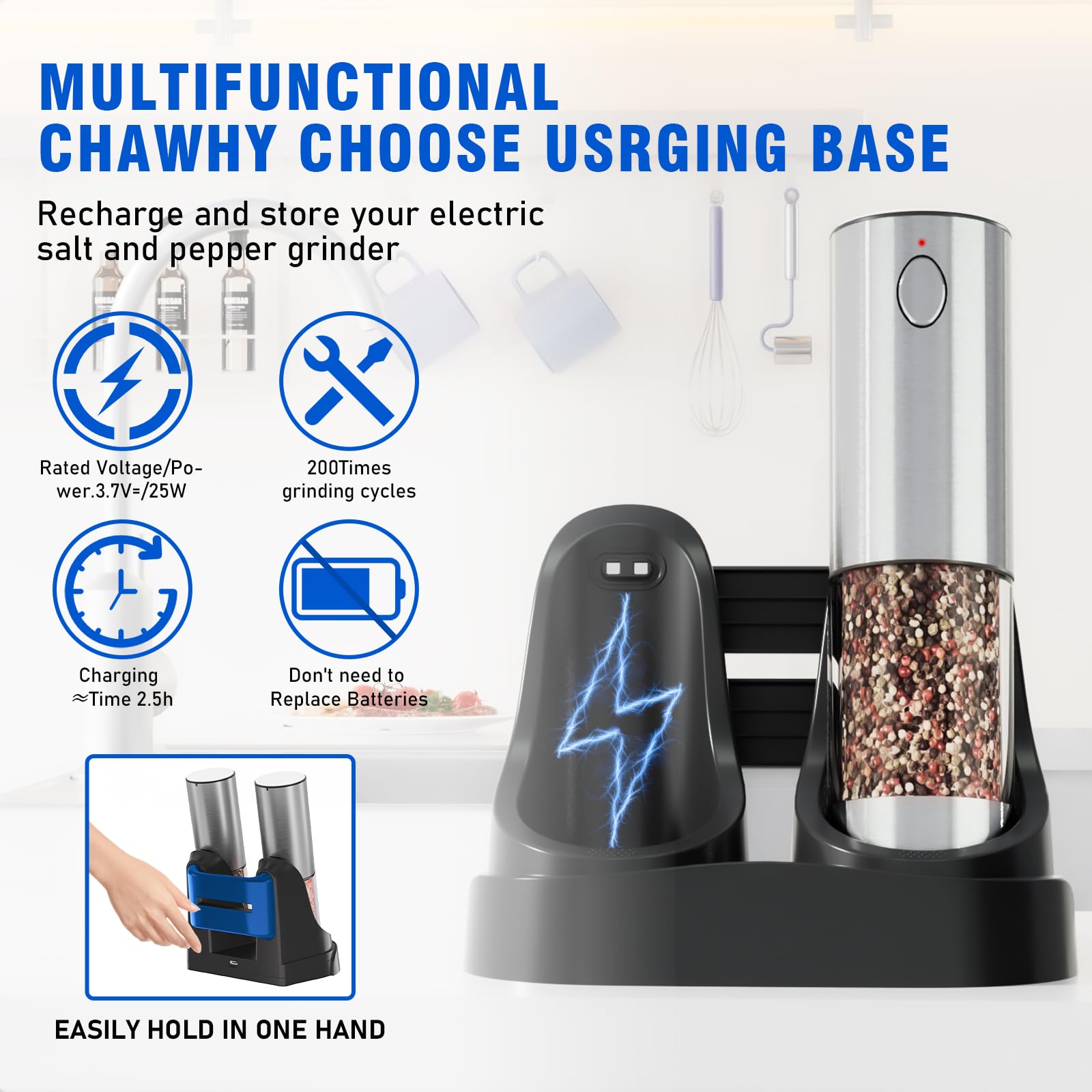 Daslich Type-C charging base powers both grinders for quick readiness