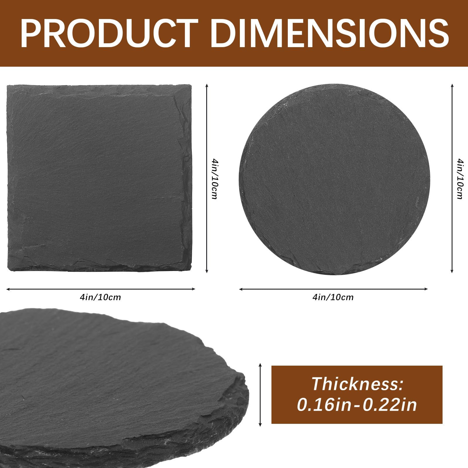 DASSNANE slate coaster round 4inch with anti-slip bottom protects furniture.