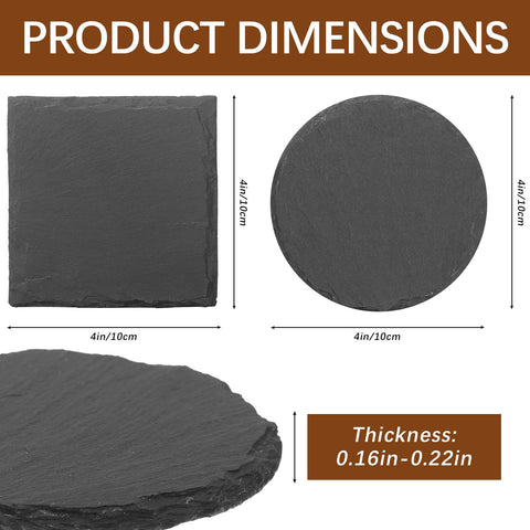 DASSNANE slate coaster round 4inch with anti-slip bottom protects furniture.