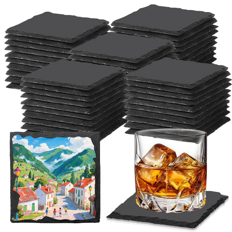 DASSNANE slate coaster with natural texture protects tabletops from heat