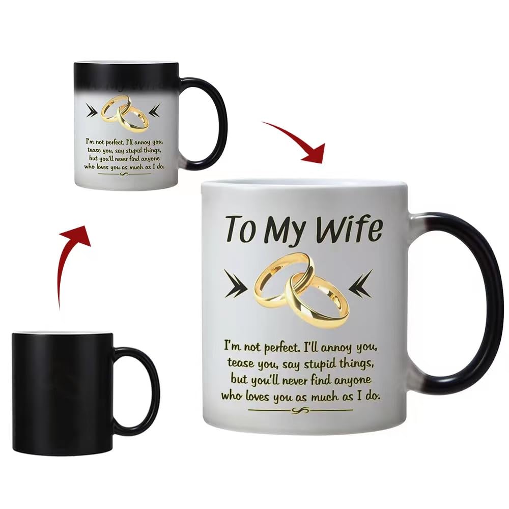 DasyFly Wife color-change mug reveals print when hot, ideal for morning coffee