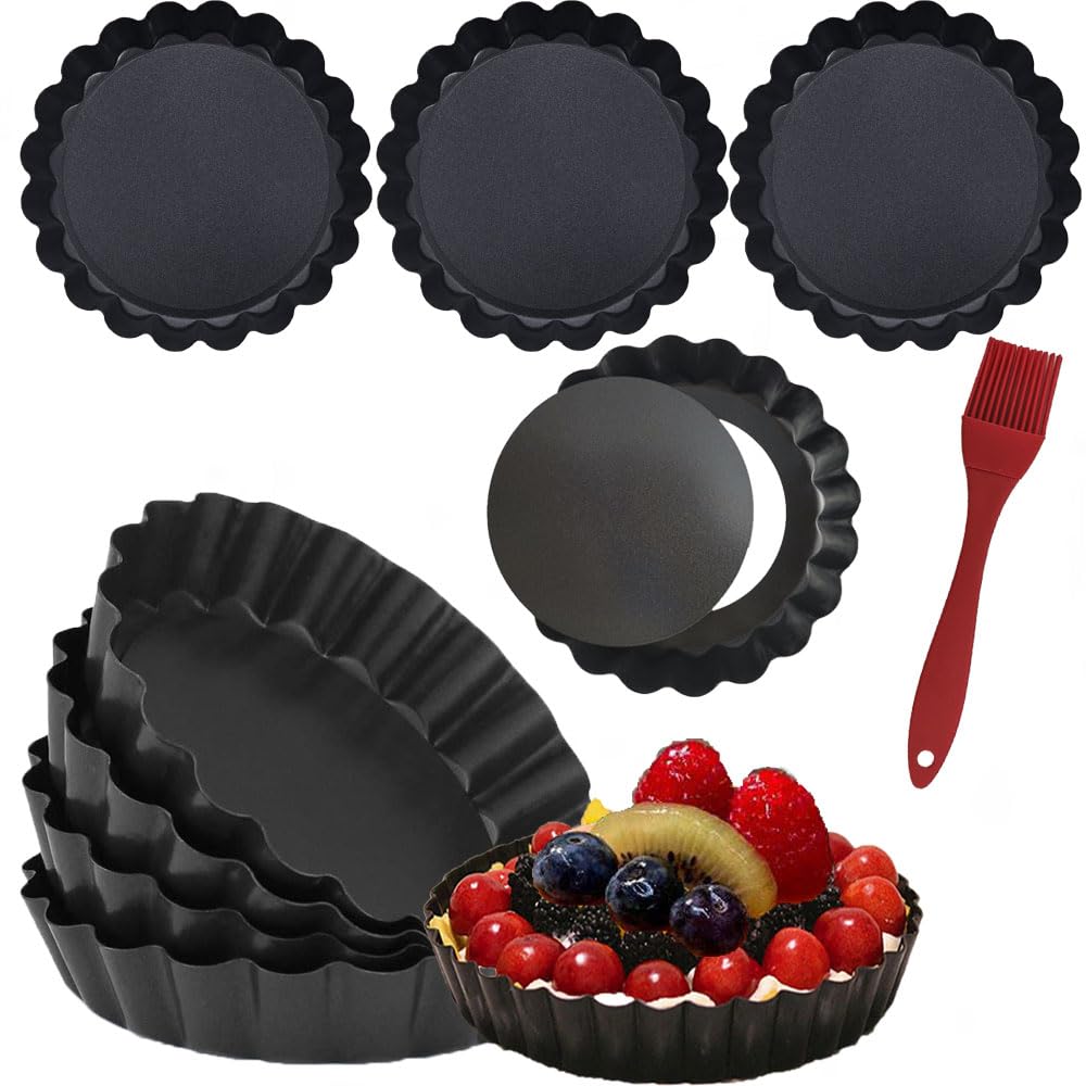 DATANYA 12-pack mini tart pans 4-inch set for individual desserts with easy release