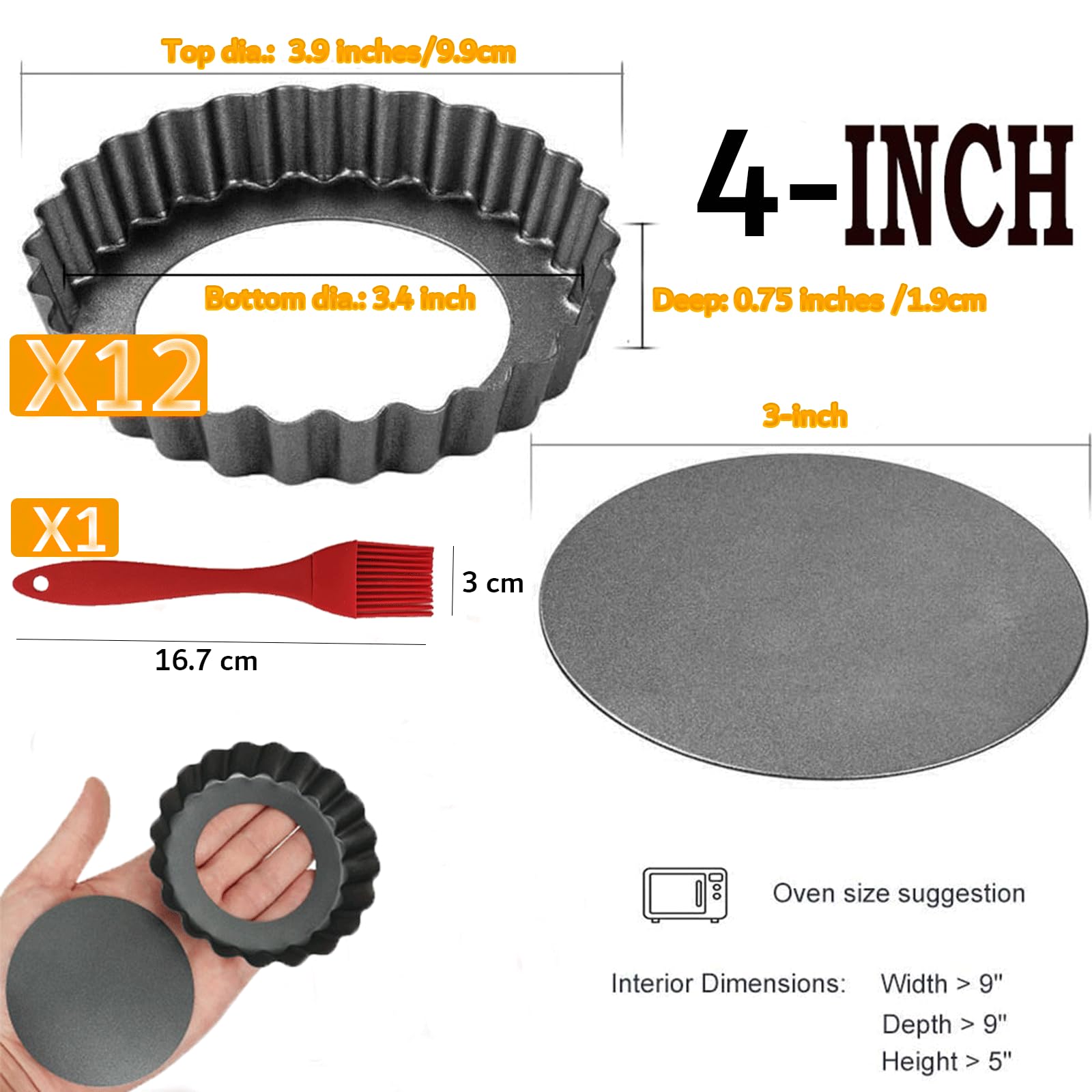 DATANYA 4-inch tart pan with removable bottom for clean crust release