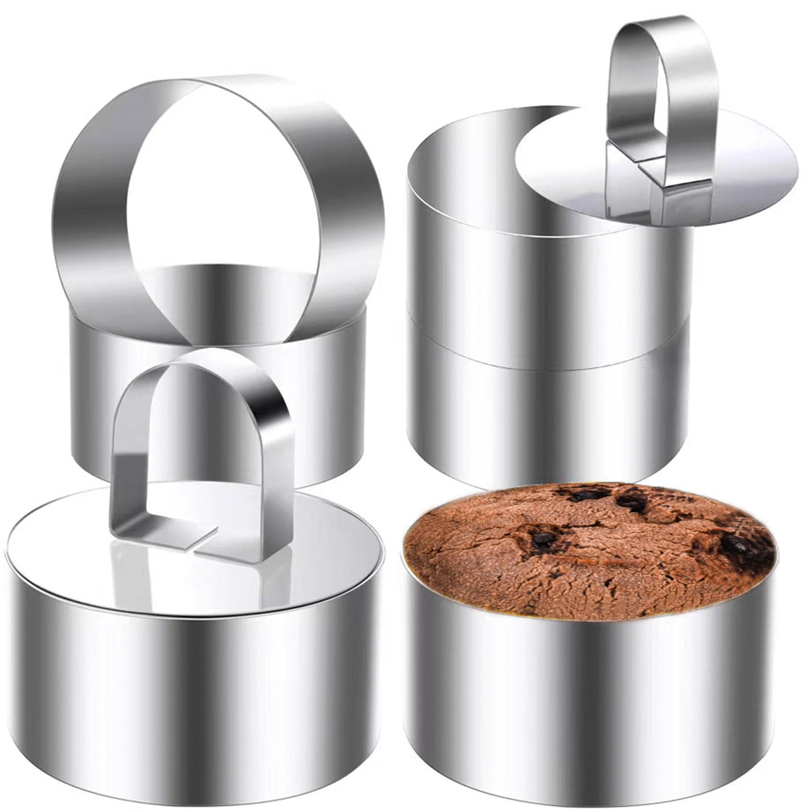 Datanya cake ring molds 4 inch set top view showing sturdy, even circles for desserts