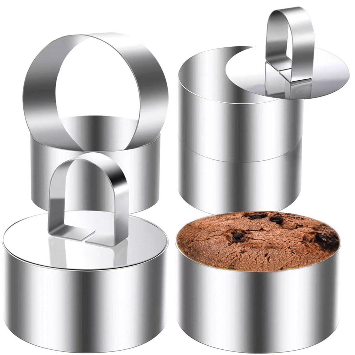 Datanya cake ring molds 4 inch set top view showing sturdy, even circles for desserts