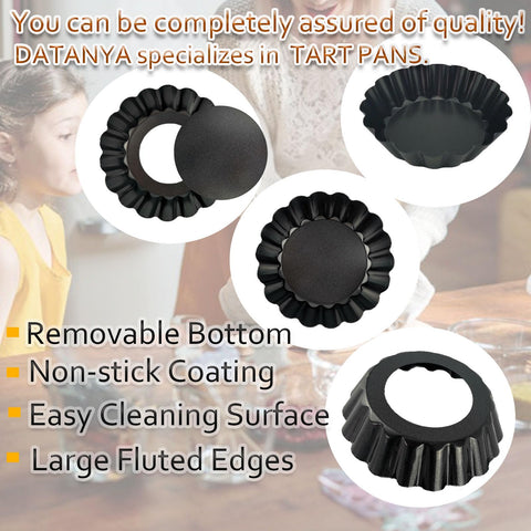 DATANYA carbon steel tart pans with nonstick surface for clean release.