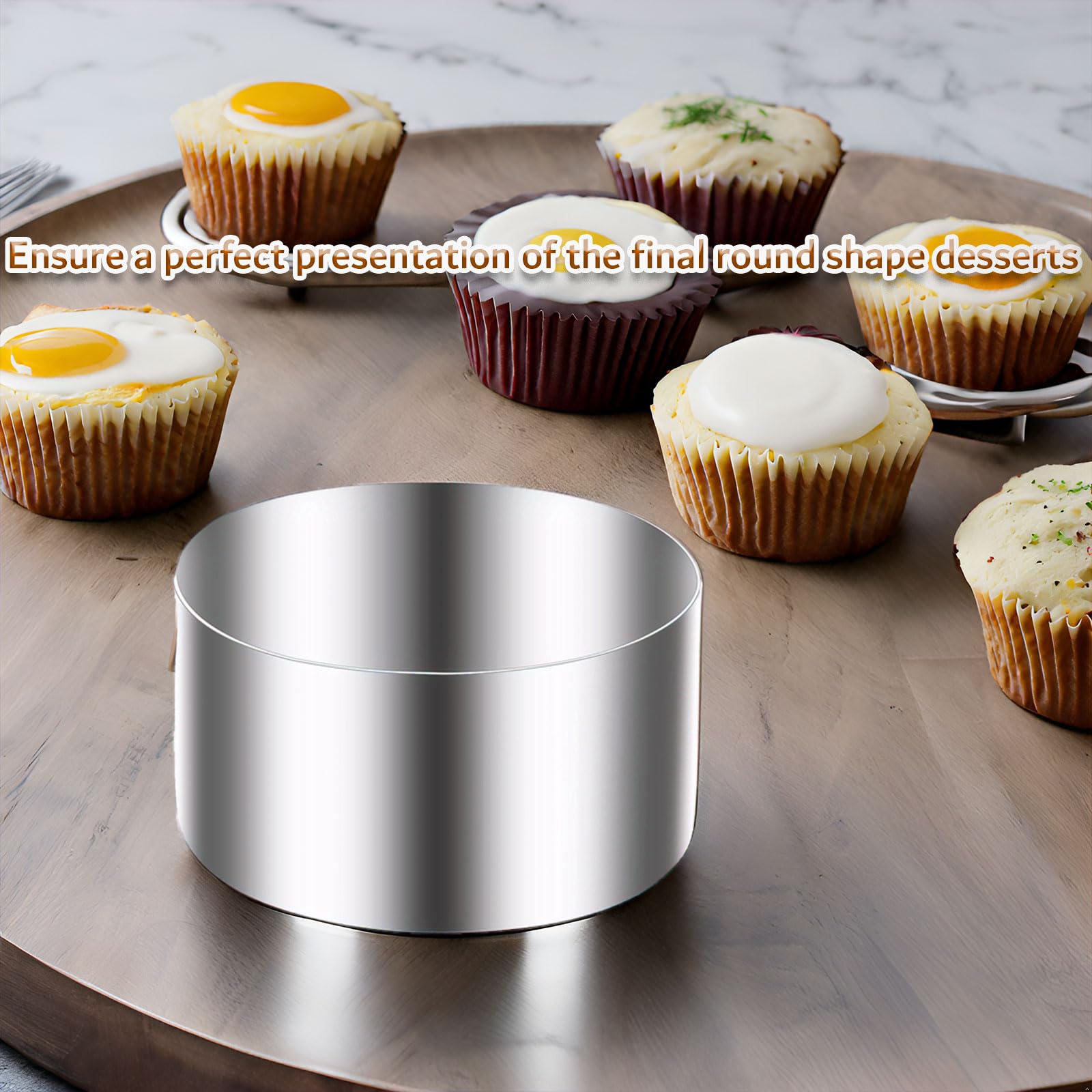 Datanya circular dessert assembly demo with uniform rings on mini plates